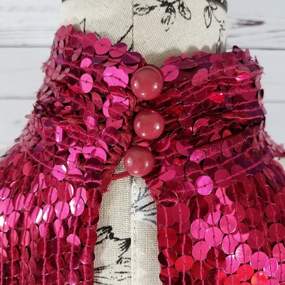 Amazing sequin hot pink holiday party dress sz 12 - Picture 6 of 8